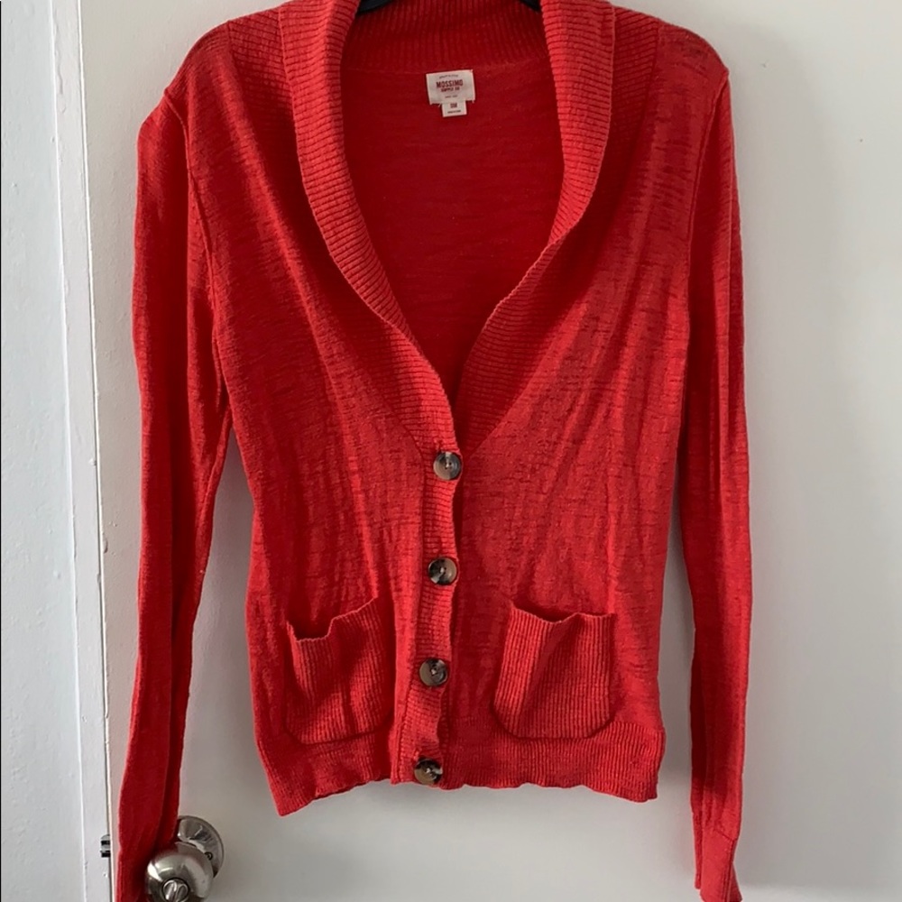 Red cardigan